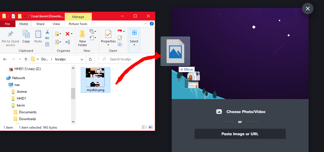 Dropping skin image into imgur